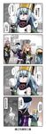  4koma 5girls :3 beret brown_hair chinese chinese_commentary comic commentary_request g11_(girls_frontline) girls_frontline hat highres hk416_(girls_frontline) kalina_(girls_frontline) multiple_girls partial_commentary pot pot_on_head ramsus scarf silver_hair thighhighs translation_request twintails ump45_(girls_frontline) ump9_(girls_frontline) yellow_eyes 