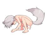  animal_humanoid crouching eds grey_hair hair humanoid nude penetration sketch solo 