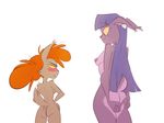  2016 anthro anthrofied bangs blush breasts brown_body brown_fur butt butt_heart canine countershading cute_fangs duo ear_piercing ear_tuft ears_back eye_contact female fur ghoul_school hair hands_behind_back hands_on_hips herny hi_res humanoid jealous long_hair mammal nipples nude orange_hair piercing purple_belly purple_body purple_fur purple_hair rear_view scooby-doo_(series) sepia_fur short_stack shoulder_tuft side_boob simple_background size_difference smile straight_hair thick_thighs tuft vivian_(original_character) were werewolf white_background wide_hips winnie_werewolf yellow_sclera 