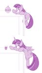  2017 comic cutie_mark dstears equine feathered_wings feathers female feral friendship_is_magic hair horn mammal monochrome my_little_pony simple_background solo table twilight_sparkle_(mlp) unicorn unicorn_horn white_background winged_unicorn wings young 