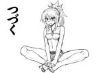  :o bangs bare_legs bare_shoulders barefoot belt belt_buckle bikini_top blush braid breasts buckle butterfly_sitting camisole cleavage collarbone comic eyebrows_visible_through_hair fang fate/apocrypha fate/grand_order fate_(series) french_braid full_body greyscale hair_ornament hair_scrunchie hands_on_own_feet long_hair looking_at_viewer mitsurugi_tsurugi monochrome mordred_(fate) mordred_(fate)_(all) navel open_mouth ponytail scrunchie short_shorts shorts sidelocks simple_background sitting small_breasts solo stomach strapless strapless_bikini translated tsurime v-shaped_eyebrows white_background 
