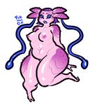  2015 2_fingers 2_toes aliasing alien barefoot belly big_thighs biped blue_eyes blue_tongue breasts deep_navel digital_drawing_(artwork) digital_media_(artwork) erect_nipples facial_markings featureless_crotch female frill front_view fukmin-dx full-length_portrait hair hands_behind_back head_frill humanoid looking_at_viewer low_res markings medium_breasts multicolored_scales navel nipples nude on_one_leg open_mouth overweight overweight_female pink_scales portrait purple_hair purple_nipples purple_scales scales shiny short_hair signature simple_background solo spikes standing tentacle_hair tentacles toes two_tone_scales white_background 