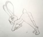  adamb/fluffy bent_over disney female judy_hopps lagomorph looking_back mammal rabbit solo traditional_media_(artwork) zootopia 