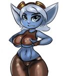  animated blue_eyes blue_nipples breasts eyewear female goggles hair humanoid league_of_legends looking_at_viewer navel nipples not_furry riot_games solo tristana_(lol) video_games wabutt white_hair yordle 