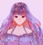  absurdres bangs brown_eyes close-up commentary_request dress face highres looking_at_viewer multicolored_hair original pink_background sakimori_(hououbds) simple_background solo upper_body 