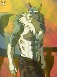  2010 anthro biceps canine capcom darkstalkers fangs jon_talbain karmakat male mammal muscular muscular_male nude pecs simple_background solo towel video_games were werewolf wolf 