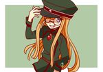  cosplay glasses grin hat military military_uniform orange_hair peaked_cap persona persona_5 sakura_futaba seiyuu_connection smile tanya_degurechaff tanya_degurechaff_(cosplay) uniform youjo_senki yuuki_aoi 