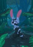  &lt;3 2019 absurd_res anthro big_breasts blazera breasts butt butt_focus clothed clothing disney female hi_res judy_hopps lagomorph looking_at_viewer looking_back mammal messy mud nipples pussy rabbit raining rear_viewer smile solo topless zootopia 