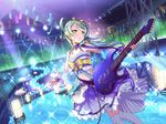  bang_dream! blue_eyes blush dress green_hair guitar hikawa_sayo long_hair music ponytail 