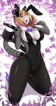  2015 anthro blonde_hair breasts bunny_costume buried_frog cat cleavage clothed clothing costume feline female footwear fur grey_fur hair hat hi_res high_heels holding_hat kemono legwear looking_at_viewer magic_(illusion) mammal open_mouth pantyhose shoes skimpy solo top_hat 