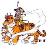  bishamonten's_pagoda bishamonten's_spear kaenbyou_rin kaenbyou_rin_(cat) komeiji_koishi lowres polearm riding ruto_(petatann) spear toramaru_shou toramaru_shou_(tiger) touhou weapon 