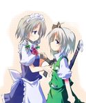  izayoi_sakuya konpaku_youmu multiple_girls profile ribbon short_hair touhou yuuhi_alpha 