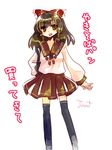  alternate_costume brown_eyes brown_hair hakurei_reimu lowres ribbon school_uniform solo thighhighs touhou yutsuka_(amyucca) 