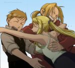  ahoge alphonse_elric arakawa_hiromu bishounen blond_hair blonde_hair crying edward_elric female full_metal_alchemist fullmetal_alchemist fullmetal_alchemist_brotherhood group happy hug long_hair male ponytail short_hair smile tears winry_rockbell 