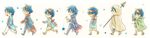  age_difference age_progression artist_request blue_hair chibi drill garlock_simon goggles goggles_on_head male_focus multiple_persona old older simon tengen_toppa_gurren_lagann walking white_background younger 