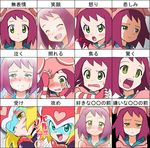  1girl blush chart crying crying_with_eyes_open expressions green_eyes harp_note hat hibiki_misora multiple_views purple_hair rockman ryuusei_no_rockman tears translated 