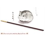  animal food full_body hamster nim_(sivo) no_humans original pocky simple_background solo text_focus translated whiskers white_background 