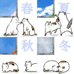  autumn cat cat_focus fighting no_humans original seasons sleeping spring_(season) summer tsundere window winter 