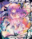  bad_id bad_pixiv_id book bow crescent hat highres long_hair patchouli_knowledge purple_hair red_eyes solo sudare_(comet_sion) touhou 