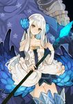  9_(saki-ooo-kiyu) armor armored_dress dress gwendolyn odin_(odin_sphere) odin_sphere panties polearm spear strapless strapless_dress thighhighs underwear weapon white_hair 