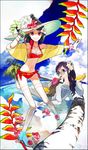  bad_id bad_pixiv_id bikini black_hair bracelet fish flower food fruit hair_flower hair_ornament hat heliconia hibiscus high_heels highres jewelry long_hair melon multiple_girls nishihara_isao palm_tree partially_submerged pixiv_fantasia pixiv_fantasia_4 plant ponytail purple_hair red_eyes seed shoes short_hair sitting smile standing sun_hat sunglasses swimsuit thighhighs tree wading water white_legwear yellow_eyes 