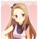  brown_eyes brown_hair bunny casual dk idolmaster idolmaster_(classic) idolmaster_2 long_hair lowres minase_iori solo stuffed_animal stuffed_bunny stuffed_toy 