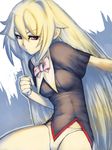  arcana_heart arcana_heart_3 blonde_hair bow bowtie fumio_(rsqkr) long_hair panties red_eyes solo underwear weiss white_panties 