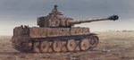  caterpillar_tracks earasensha ground_vehicle male_focus military military_vehicle motor_vehicle original solo tank tank_turret tiger_i world_war_ii 