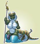  anonymous anthro bbd big_breasts blush breasts clothing cobra domination duo featureless_breasts female female_domination humanoid kneeling legwear male male/female reptile scalie smile snake staff sweat thick_thighs thigh_highs 