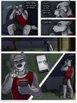  2017 angry anthro black_nose canine clothed clothing comic drugs fur grey_fur jackaloo male mammal marijuana red_eyes smoking wolf 