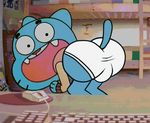  animated anthro bulge butt cartoon_network cat clothed clothing cub edit feline gumball_watterson male mammal screencap solo the_amazing_world_of_gumball underwear young 
