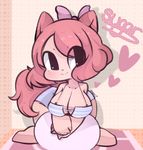  &lt;3 &lt;3_eyes :3 anthro big_breasts blush bow bra breasts cat clothed clothing cute feline female fur hair looking_at_viewer mammal monidraws pink_fur pink_hair pink_tail smile solo sugar_(gats) underwear 