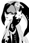  earrings fish_girl from_side greyscale jewelry looking_at_viewer mipha monochrome sakurai_muto simple_background smile solo the_legend_of_zelda the_legend_of_zelda:_breath_of_the_wild white_background zora 