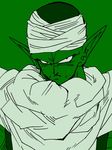  1boy artist_request cape dragon_ball looking_at_viewer monochrome muscle piccolo serious turban 