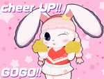  artist_request black_eyes cheerleading furry long_hair one_eye_closed pink_hair rabbit 