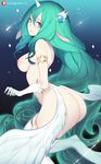  angel_wings ass breasts green_hair huge_ass league_of_legends nanoless nipples nude soraka star_guardian_soraka thighhighs 