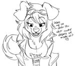 &lt;3 2016 anthro black_and_white breasts canine cleavage clothed clothing dialogue dog english_text eyewear female fizzy-dog goggles leaning leaning_forward mammal monochrome slovenskiy smile solo sugar_(slovenskiy) text 