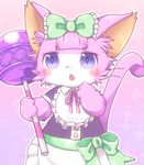  artist_request blue_eyes cat cat_busters furry maid open_mouth purple_hair 