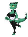  alpha_channel big_breasts breasts cleavage clothed clothing female horn kobold kobold_princess legwear maid_uniform nipples scalie simple_background solo towergirls transparent_background uniform unknown_artist 