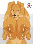  &lt;3 2017 animated anthro big_breasts blush breasts canine digital_media_(artwork) dogmom evov1 female huge_breasts lactating looking_at_viewer mammal nipples solo 