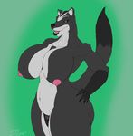  absurd_res angrypotato96 anthro badger big_breasts breasts female hi_res huge_breasts mammal mature_female mustelid nipples nude open_mouth pussy solo voluptuous 