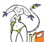  anthro bikini blue_eyes breasts claws clothing colored digimon ear_tuft female gatomon gloves long_tail navel oddjuice patamon pose small_breasts solo solo_focus swimsuit tail_ring thumbs_up tuft wide_hips 