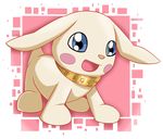  blue_eyes blush canine collar cub digimon dog female fur long_ears mammal open_mouth quadruped salamon sarah_richford short_tail simple_background solo tongue white_background white_fur young 