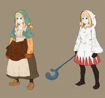  agrias_oaks bag black_gloves blonde_hair blue_eyes boots breasts fgz final_fantasy final_fantasy_tactics full_body gloves holding holding_staff hood hood_up jitome long_hair long_sleeves medium_breasts medium_hair multiple_views no_nose staff standing 