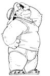  bear black_and_white briefs clothing garouzuki hat mammal monochrome overweight shirt solo tank_top undershirt underwear 