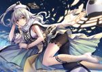  althea_(sakiya0000) ass bible_bullet blush boots breasts closed_mouth eyebrows_visible_through_hair highres knee_boots large_breasts long_hair looking_at_viewer silver_hair smile solo white_footwear yellow_eyes yin_yang 