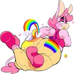  anthro biting_lip blush boon_(vimhomeless) clothing equine girly horn jeans lidded_eyes lipstick makeup male mammal pants rainbow spreading unicorn vimhomeless 