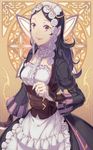  alternate_color alternate_hairstyle amatari_sukuzakki black_hair blush dress fire_emblem fire_emblem:_kakusei hair_ornament liz_(fire_emblem) long_hair looking_at_viewer open_mouth smile 