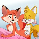  2017 age_difference ambiguous_penetration anthro big_butt big_eyes big_head blue_eyes blush breasts butt canine crossover darma duo female flat_chested fox from_behind_position fur hand_on_butt hi_res lonbluewolf male male/female mammal miles_prower nipples open_mouth penetration red_fur rock_dog sex simple_background small_breasts smile sonic_(series) sweat toony yellow_fur young younger_male 