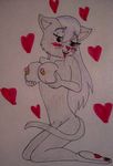  anthro breasts cat feline female mammal nipples nox_(artist) open_mouth sent traditional_media_(artwork) 